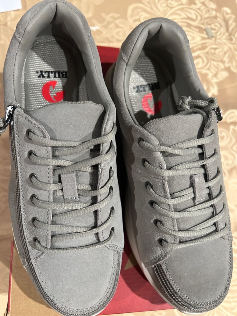 BILLY Women's Gray Athletic Sneakers - Casual Lace-Up Comfort - Picture 2 of 6